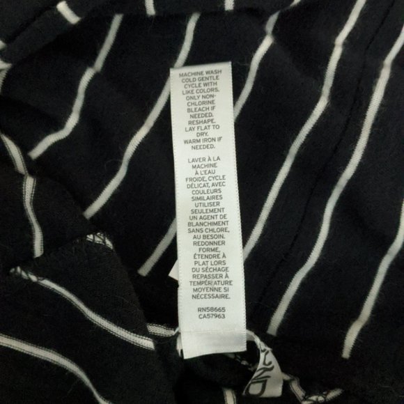 Black and White Striped Cardigan Small Long Cotton - Picture 5 of 5